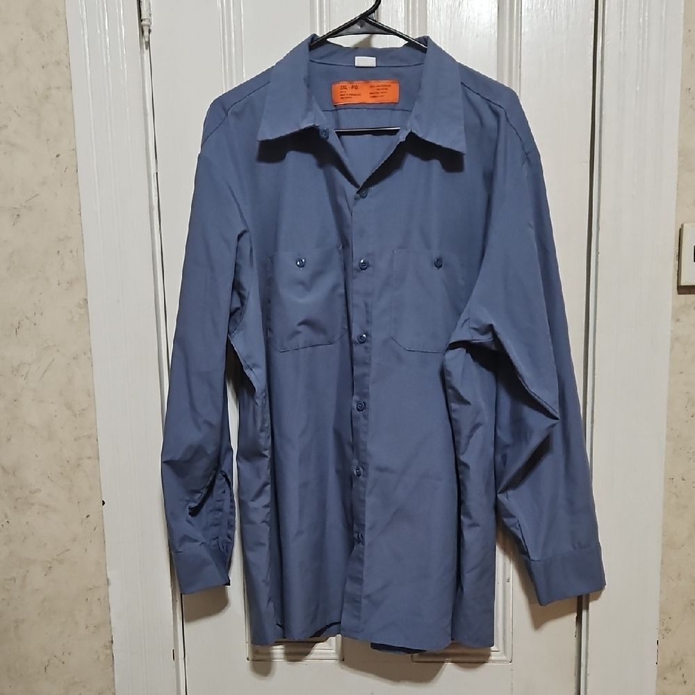 Red Kap Men's Long Sleeve Industrial Work Shirt – 2XL Regular (Petrol Blue)